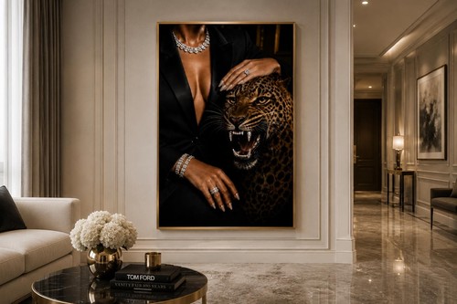 Luxury leopard wall art - leopard, black