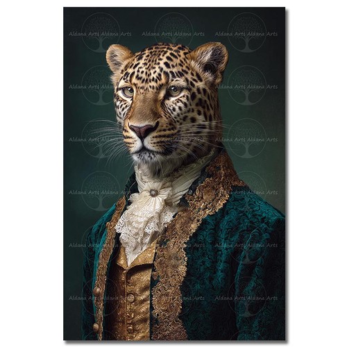 Victorian leopard portrait art - leopard,